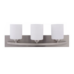 3 light vanity lighting, modern wall light, Satin nickel finish in အဖြူရောင်အဝိုင်းပါသော ရေချိုးခန်းမီးများ