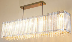 Lampada a sospensione di lusso, cristallo trasparente, 7 luci con finitura cromata, appesa in hotel, villa, casa, ristorante, altezza regolabile su richiesta.
