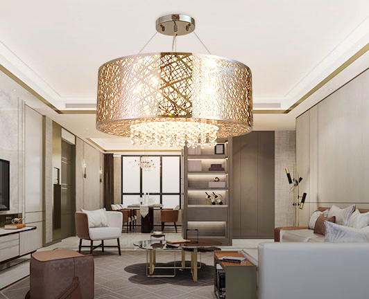 Abat-jour en acier inoxydable avec une combinaison de cristaux de bonne qualité, un luminaire élégant et charmant. Différentes dimensions de plafonniers et de lustres adaptés aux résidences de style européen et américain.