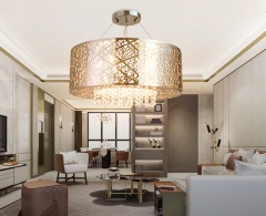 Abat-jour en acier inoxydable avec une combinaison de cristaux de bonne qualité, un luminaire élégant et charmant. Différentes dimensions de plafonniers et de lustres adaptés aux résidences de style européen et américain.