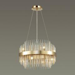 Κρεμαστό φωτιστικό πολυτελείας, Διαφανές γυαλί, 8 φώτα σε επιχρυσωμένο φινίρισμα, κρεμαστό στο ξενοδοχείο, Βίλα, Σπίτι, Εστιατόριο, το ύψος μπορεί να ρυθμιστεί κατόπιν αιτήματος.