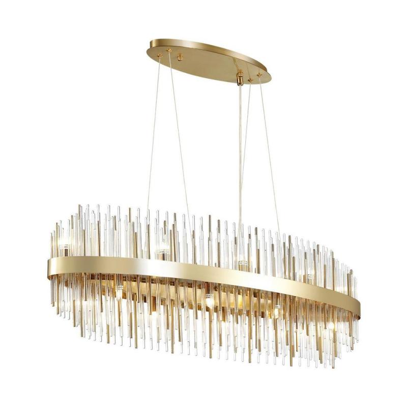 Κρεμαστό φωτιστικό πολυτελείας, Διαφανές γυαλί, 8 φώτα σε επιχρυσωμένο φινίρισμα, κρεμαστό στο ξενοδοχείο, Βίλα, Σπίτι, Εστιατόριο, το ύψος μπορεί να ρυθμιστεί κατόπιν αιτήματος.