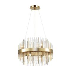 Κρεμαστό φωτιστικό πολυτελείας, Διαφανές γυαλί, 8 φώτα σε επιχρυσωμένο φινίρισμα, κρεμαστό στο ξενοδοχείο, Βίλα, Σπίτι, Εστιατόριο, το ύψος μπορεί να ρυθμιστεί κατόπιν αιτήματος.