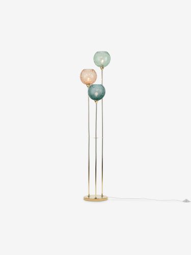 Art design glass ball nordic 3 light floor lamp, plating gold lamp body, Burgundy and green glass