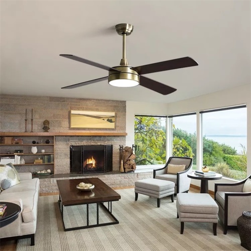 New Product four Plywood Blades Remote Control Led Ceiling Fan Light antique brass,painted black 2 color available