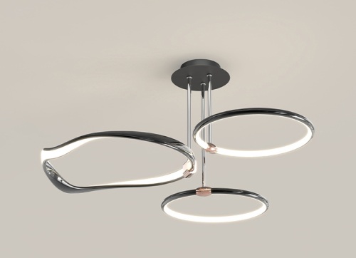 Creative 3 round ring and 6 ring Dimmable LED Semi ceiling with Aluminum and flexible silicone decoration