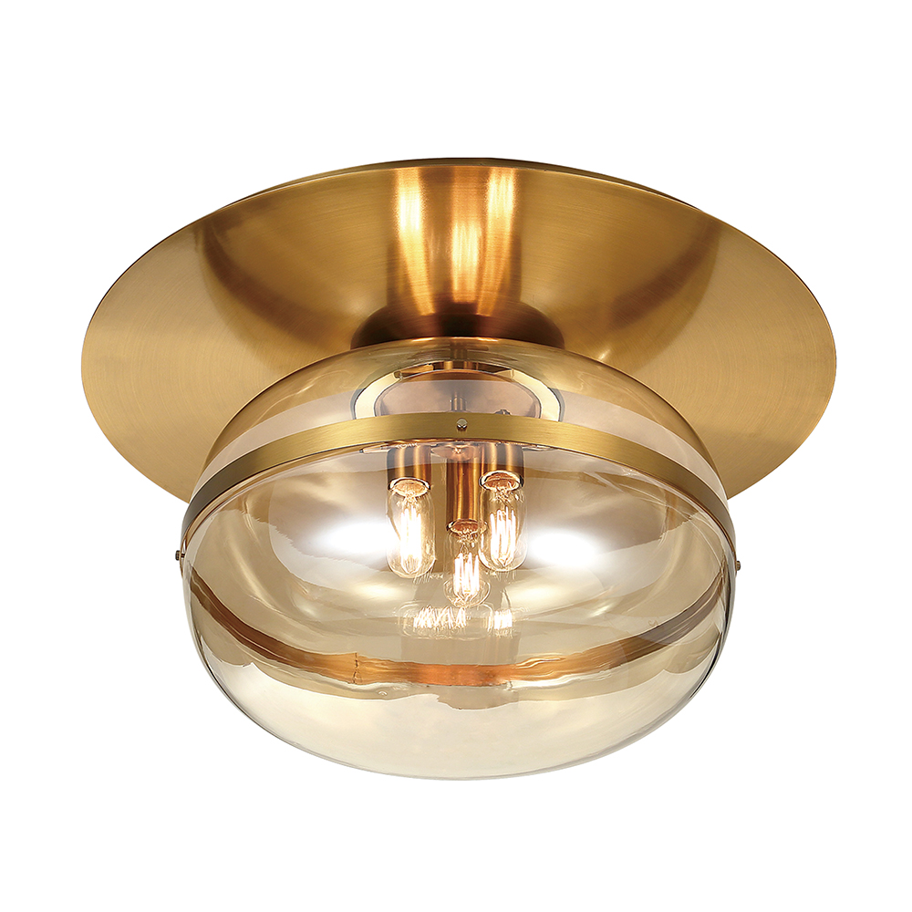 Oval glass ceiling light chrome antique Brass lampbody smoke amber glass available