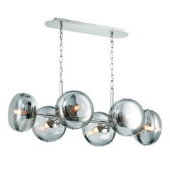 Oval glass ceiling light chrome antique Brass lampbody smoke amber glass available
