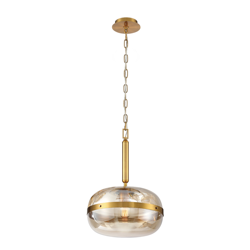 Oval glass ceiling light chrome antique Brass lampbody smoke amber glass available