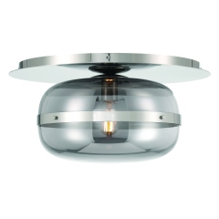 Oval glass ceiling light chrome antique Brass lampbody smoke amber glass available