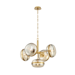 Oval glass ceiling light chrome antique Brass lampbody smoke amber glass available