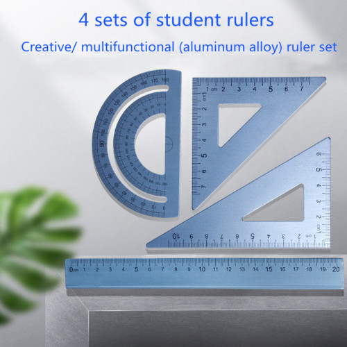 4-piece set of aluminum alloy student ruler