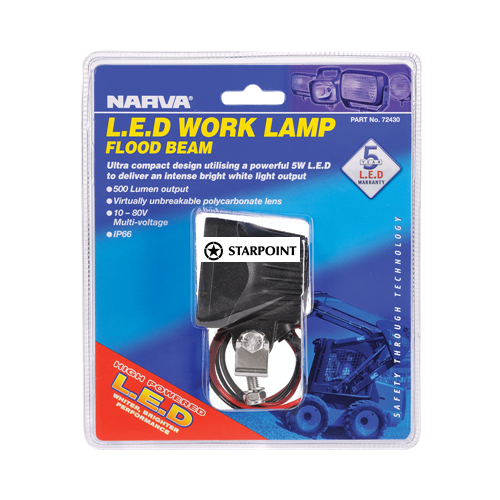 Narva Square 10-80V LED Work Lamp Flood Beam, LED Work Light