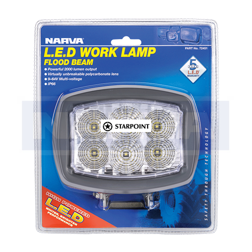 Narva 9-64V LED Work Lamp Flood Beam Black white Offroad LED Work Light  72451