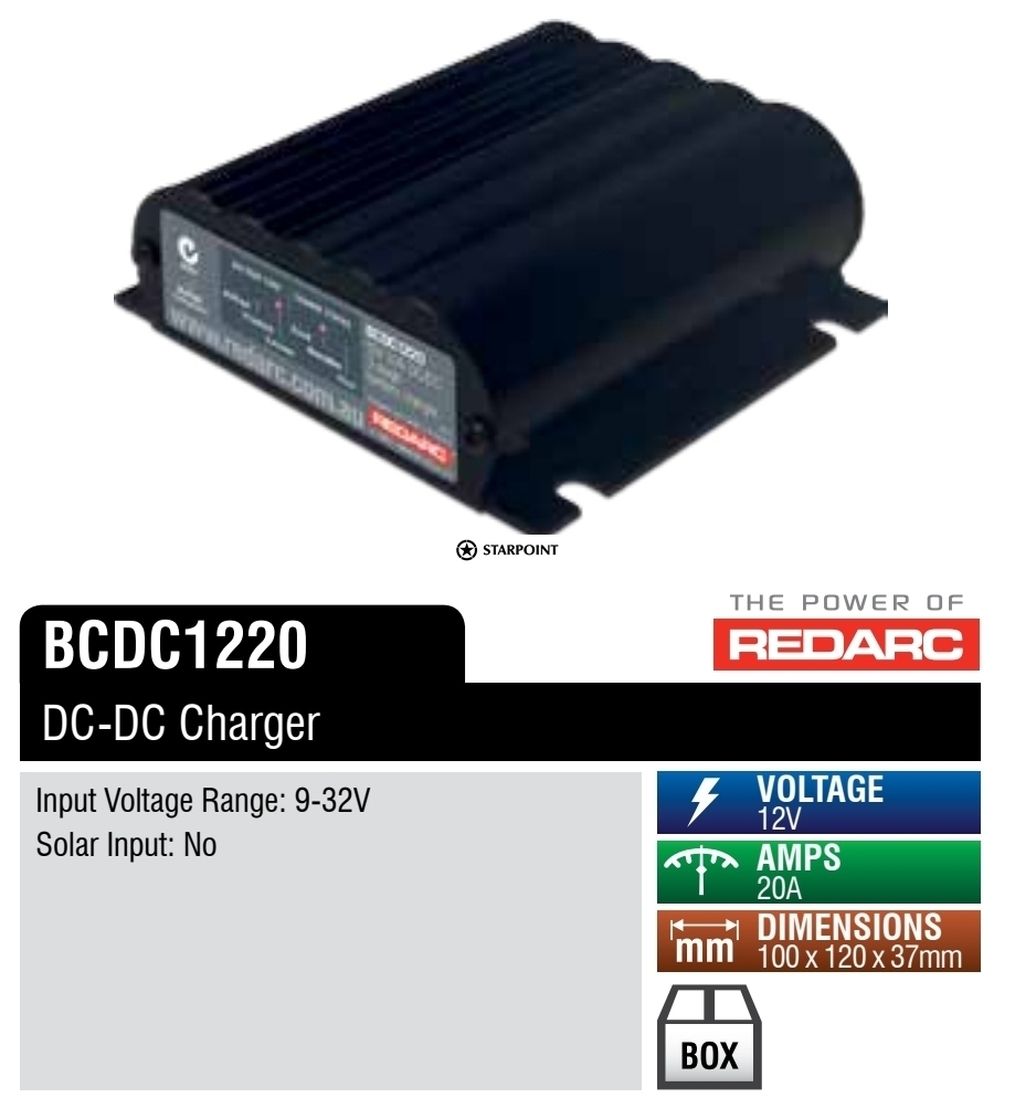 Redarc BCDC1220 Battery Charger 3 Stage 20 amp 9-32v Input 12v Output