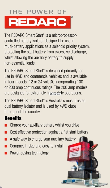 Redarc Smart Start Dual Battery Isolator 24v 100 amp