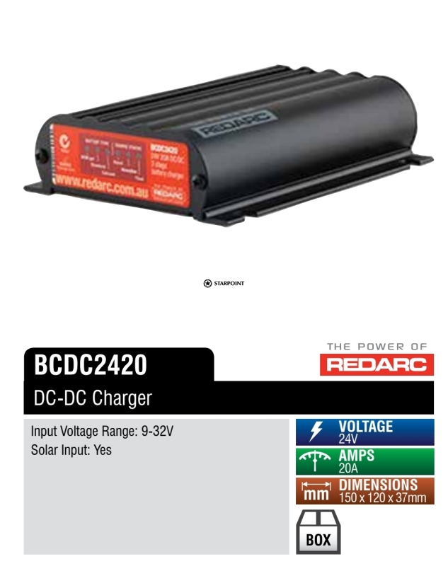 Redarc BCDC2420 Dual Battery Charger 3 Stage 20 amp 9-32v Input 24v Output