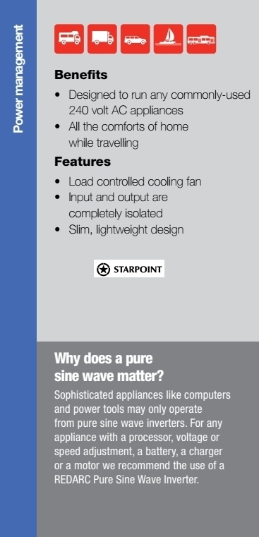 Inverter 12 Volt 3000 Watt Pure Sine Wave Redarc