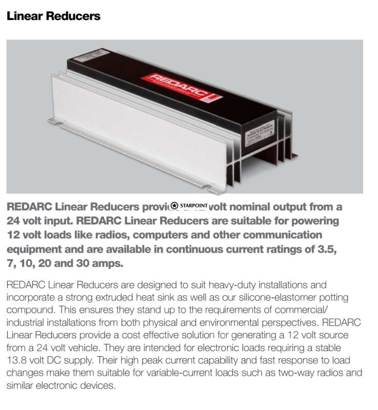 Redarc Linear Voltage Reducer 24v To 12v 30 Amp