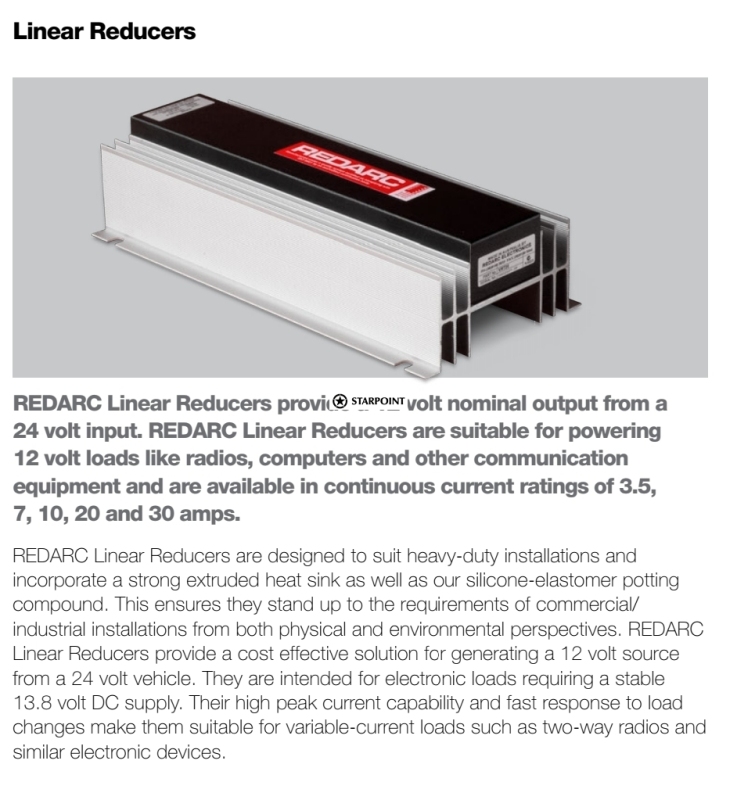 Redarc Linear Voltage Reducer 24v To 12v 10 Amp