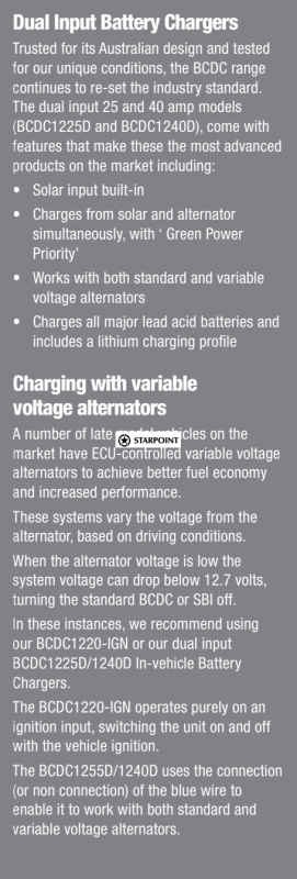 Redarc Dual Input 40A In-Vehicle DC Battery Charger, DC to DC Battery Charger