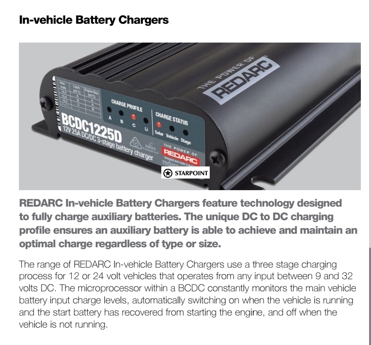 Redarc Dual Input 40A In-Vehicle DC Battery Charger, DC to DC Battery Charger