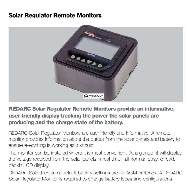 Redarc Solar Regulator Remote Monitor