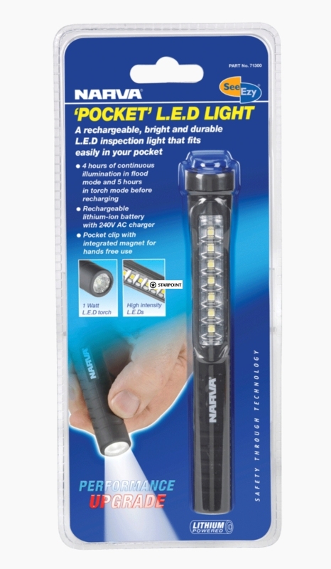 Narva  71300 ‘Pocket’ Rechargeable LED Inspection Light 240V