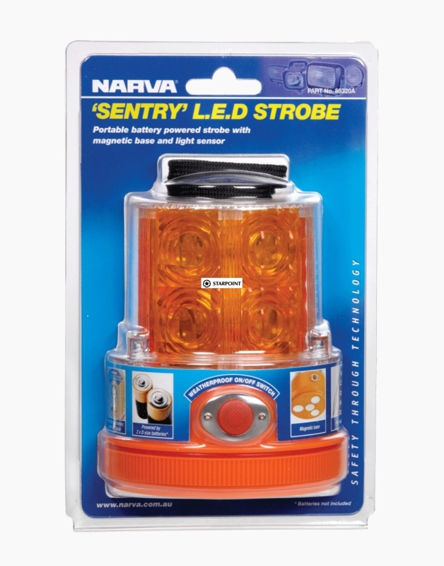 Narva Sentry LED Portable Battery Powered Strobe (Amber) with Magnetic Base