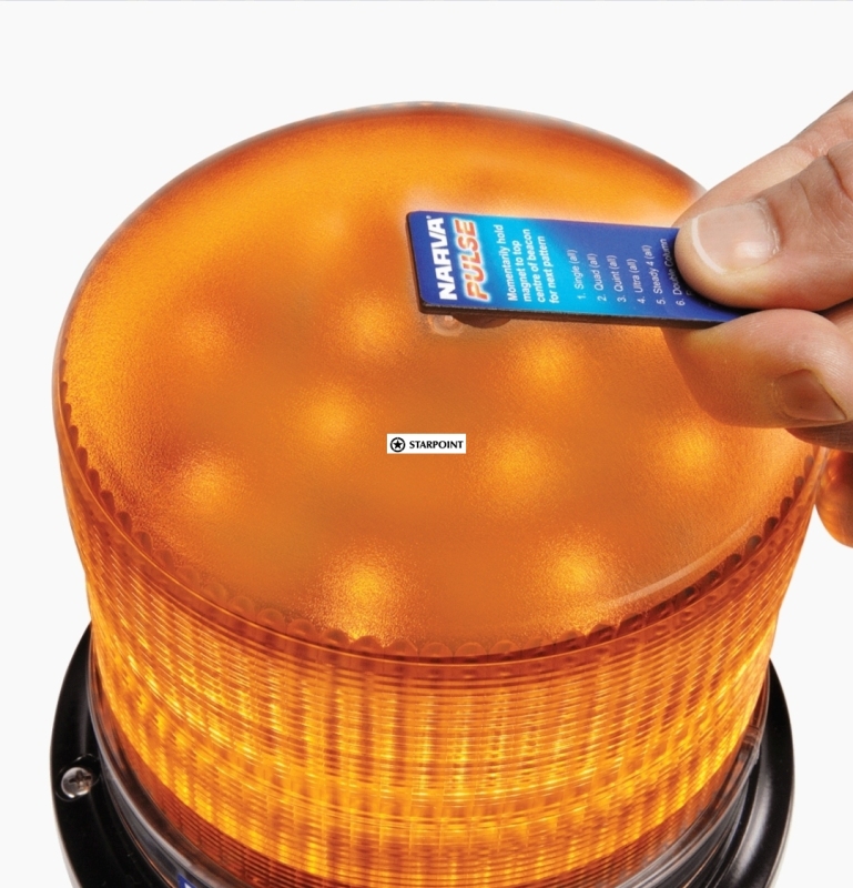 Narva ‘Pulse’ High Output LED Strobe Light (Amber), 8 Selectable Flash Patterns, Flange Base