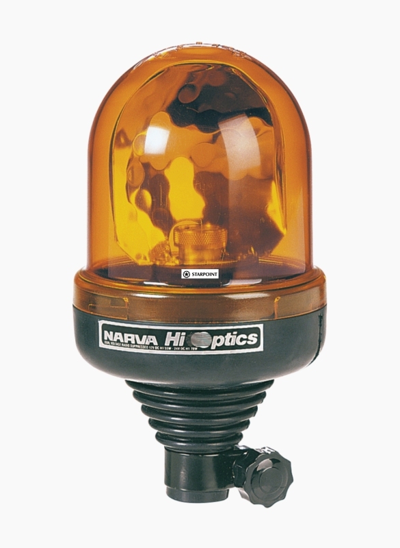 Narva Hi Optics ‘Euro Flex’ Rotating Beacon (Amber) Pipe Mount 12/24 Volt