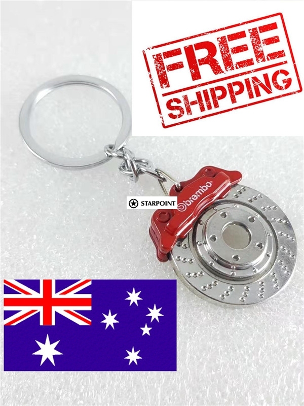 Red Brembo Disc Brake Caliper Red Keychain Keyring