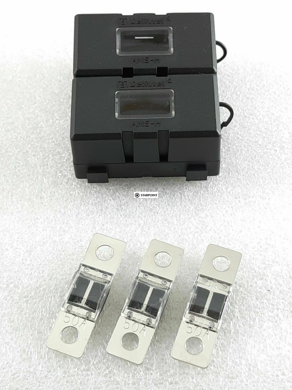 Midi Fuse Kit 2 x Holders + 3 x 50 Amp Fuse Dual Battery Midi Fuse holder Kit