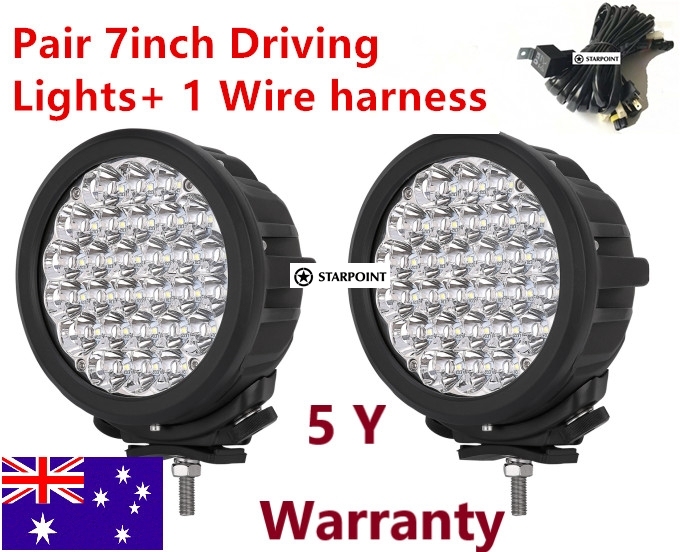 Pair Powerful 7 Inch LED Driving Spotlights, Round Off road 4x4 LED Driving Light Combo Kit