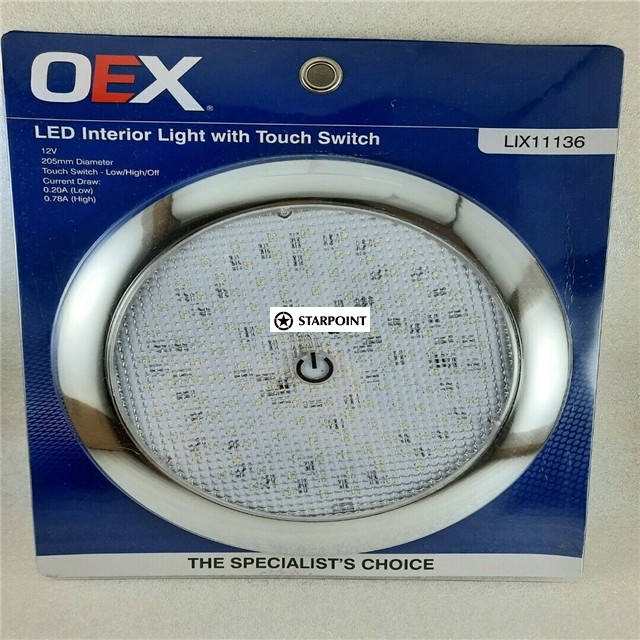 LED Interior Light 12V 205mm With Touch Switch High Low - Pre Wired -Low Current for Boat, Car, Truck, Caravan etc