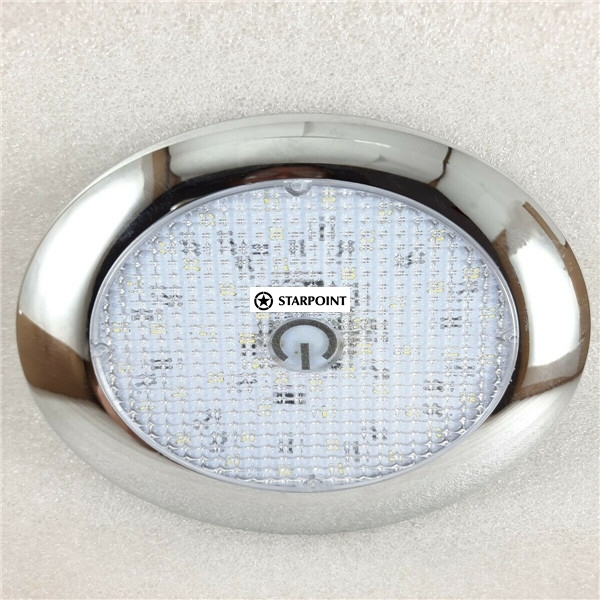 OEX Round LED Interior Light ,12V Car Interior Indoor Roof Ceiling Dome Light Lamp- White 140mm With Touch Switch High Low