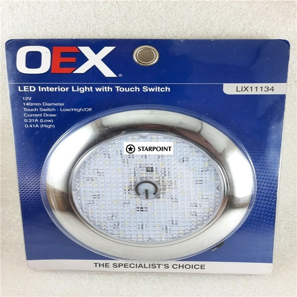 OEX Round LED Interior Light ,12V Car Interior Indoor Roof Ceiling Dome Light Lamp- White 140mm With Touch Switch High Low