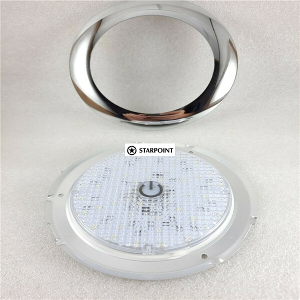 OEX Round LED Interior Light ,12V Car Interior Indoor Roof Ceiling Dome Light Lamp- White 140mm With Touch Switch High Low