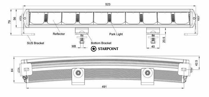 Titan 20 Inch LED Curved Light bar ,100 W Combo Beam Driving Light  & Park Light