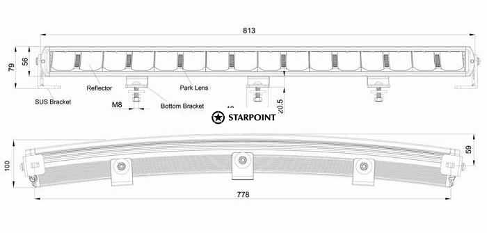 Titan 31" LED Curved Light bar, 160 W Combo Beam Driving Light  & Park Light LV9119