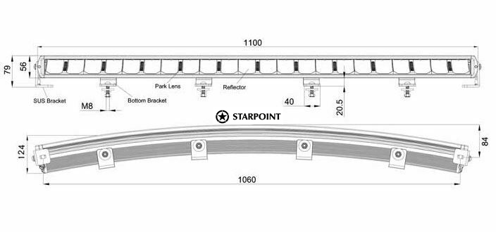 Titan 43" LED Curved Light bar, 220 W Combo Beam Driving Light  & Park Light LV9120