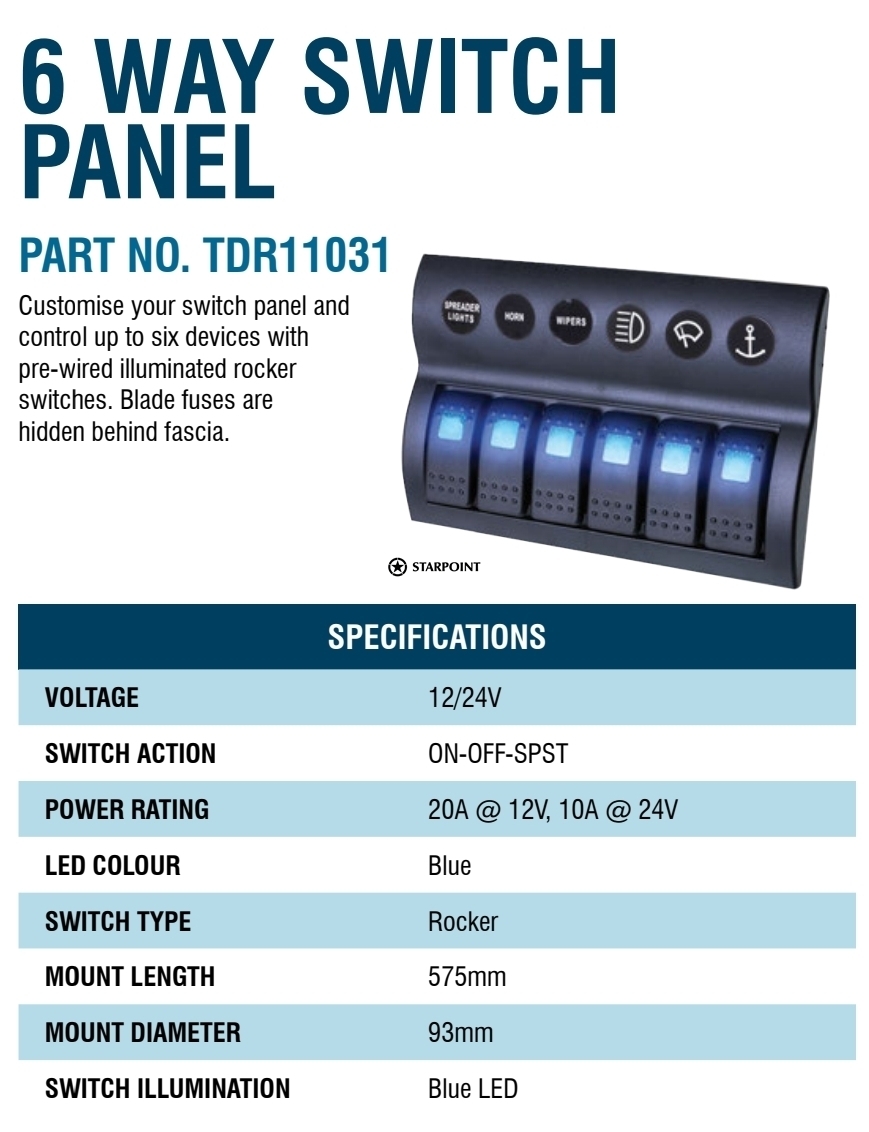 Thunder 6 Rocker Switch Panel