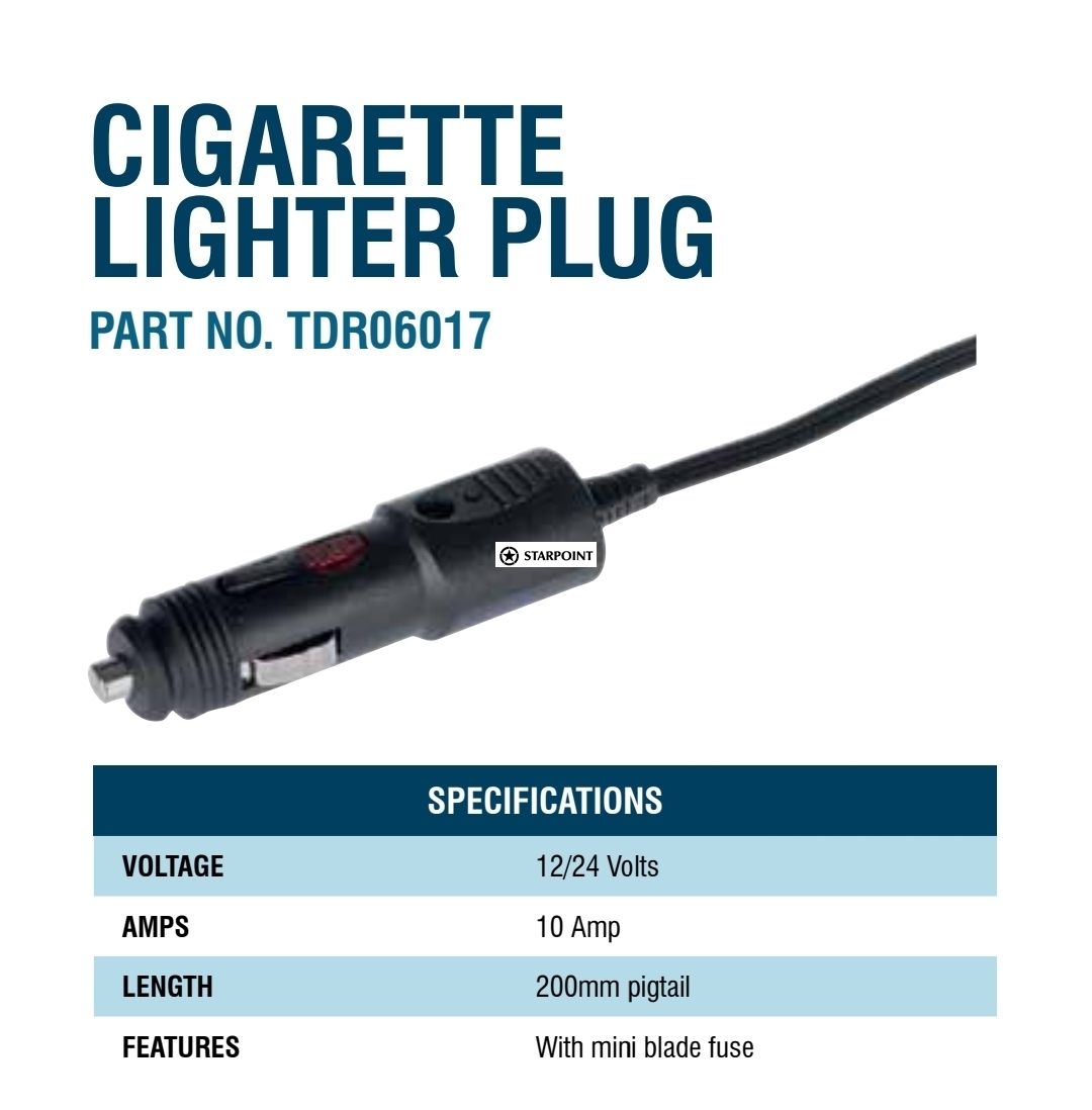 Thunder Cigarette Lighter Plug 12/24 Volt 10 Amp