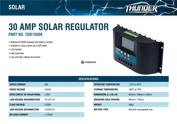 Thunder 30 Amp Solar Regulator