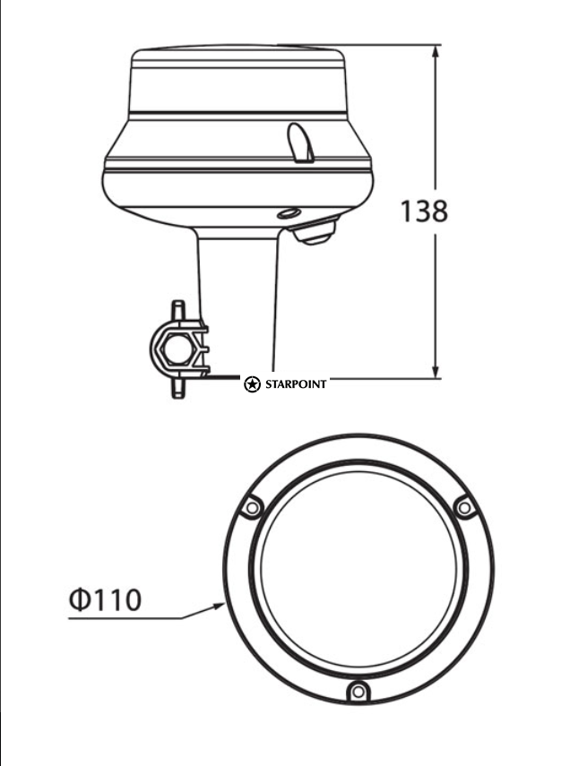 10-30V Amber LED Beacon Pole Mount