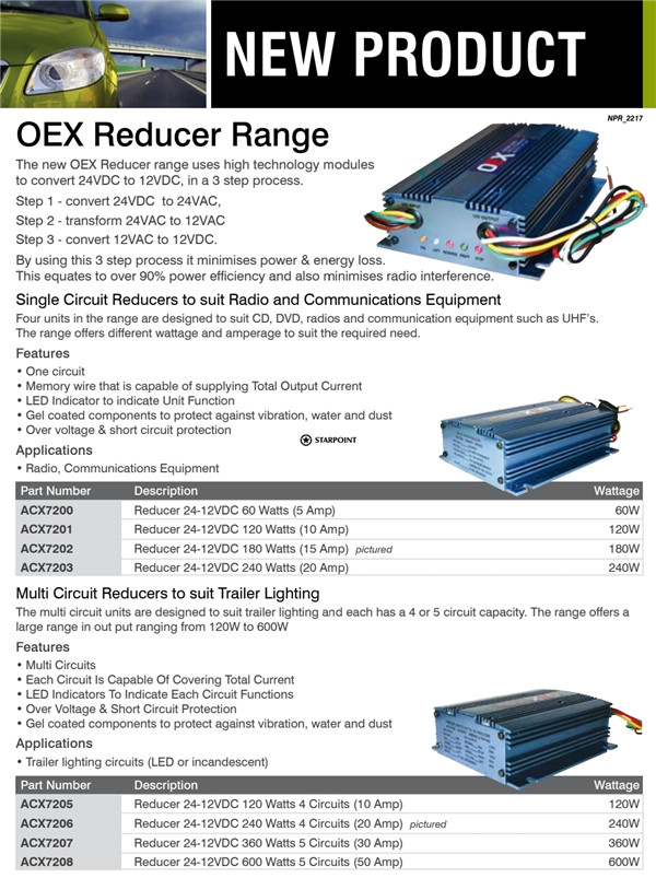 OEX Voltage Reducer 24v To 12v 20 Amp