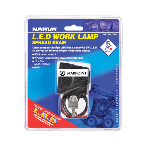 Narva Square 10-80V LED Work Lamp Spread Beam, LED Work Light