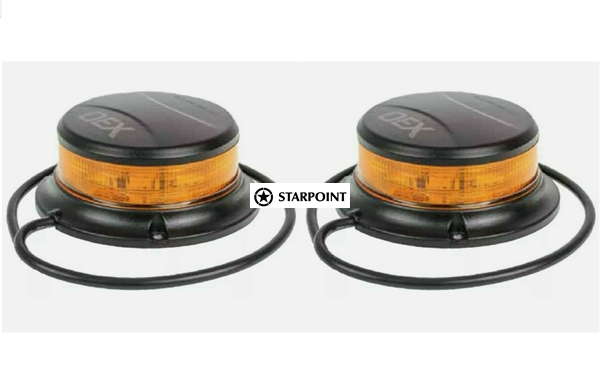 2 x LED Amber Beacon Class 1 Multivolt Low Profile Permanent Mount Bonus Switch