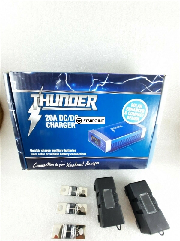 DC-DC Dual Battery Charger 20A with MPPT  Solar  and Bonus Midi Fuse Set Thunder