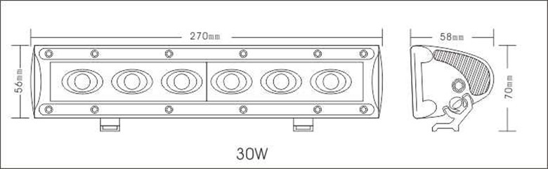 30 WATT CREE Flood Beam Driving Light Bar for UTE 4WD ATV